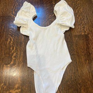 NWOT Zara White Bodysuit with Ruffle sleeve USA Small